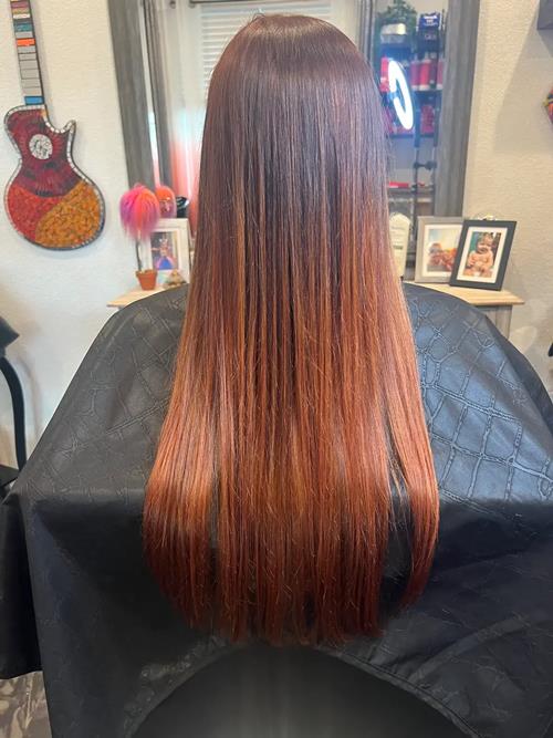 Custom Hair Color in Denver, Colorado This smooth, dimensional brunette was refreshed with warm copp(..)
